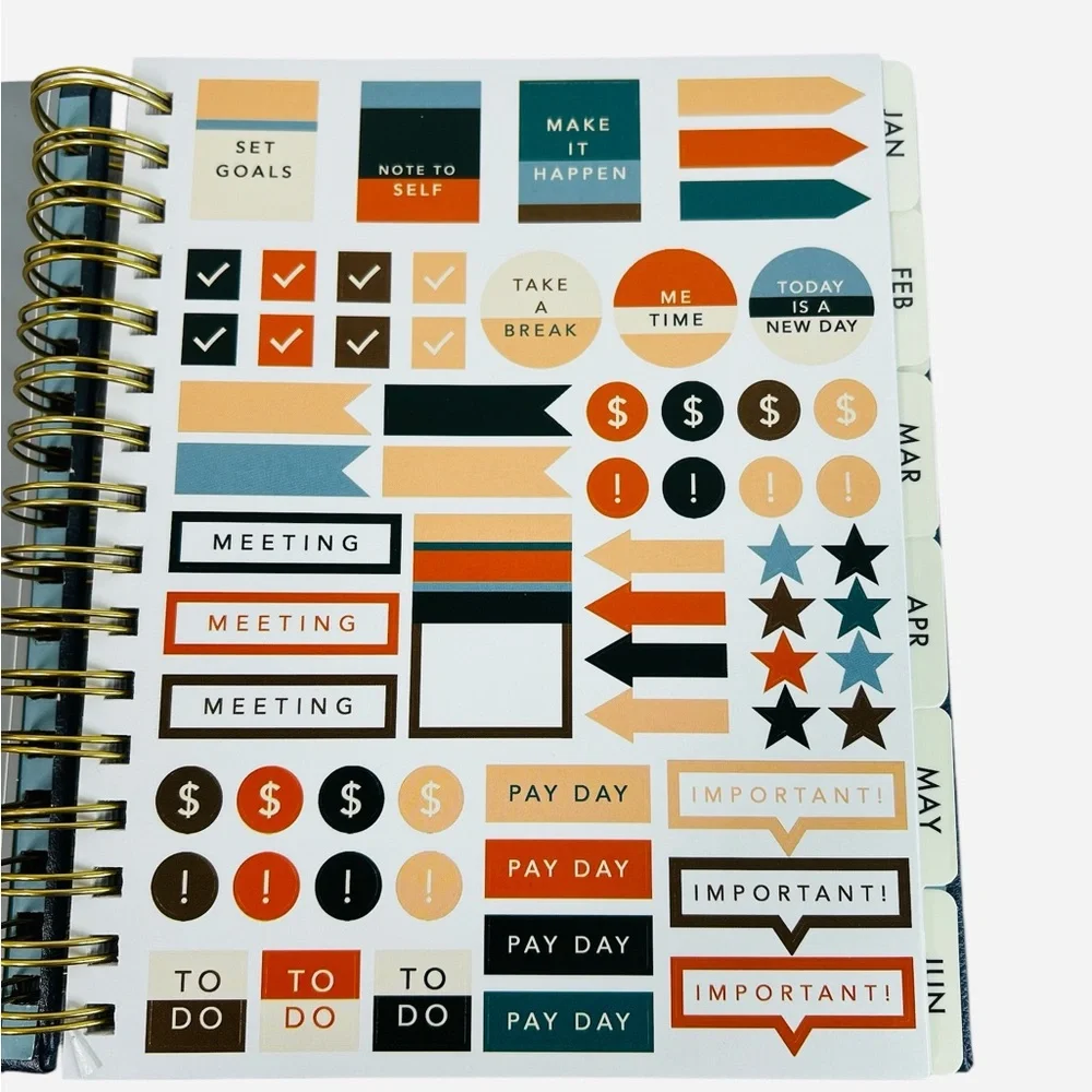 Molly & Rex 2025 Planner Monthly Weekly Blue Floral. Sticker Sheets. Notes